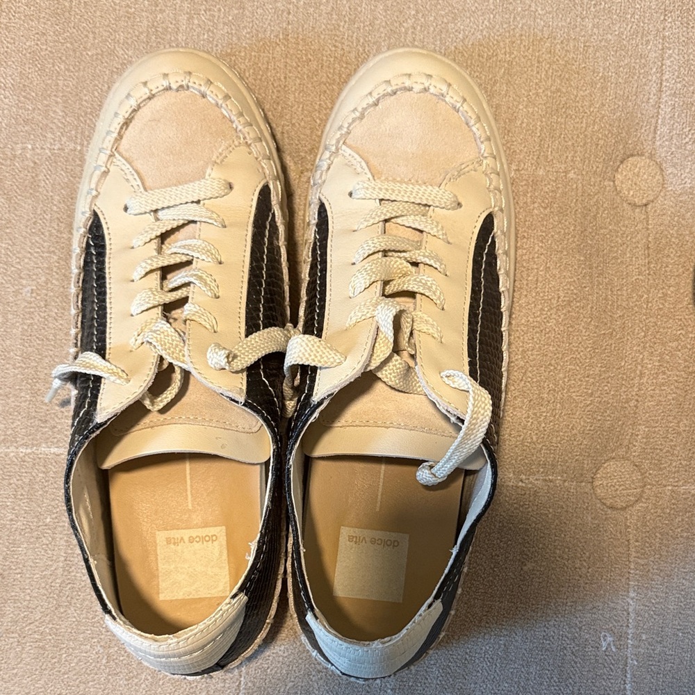 Dolce Vita Cream and Black Sneakers